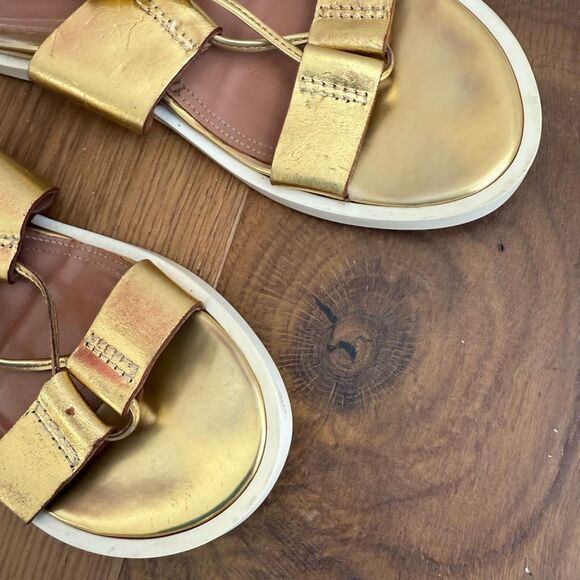 BCBGMAXAZRIA Vitalia Gold Leather Gladiator Sandal $138 36.5 6 6.5 - Picture 7 of 8